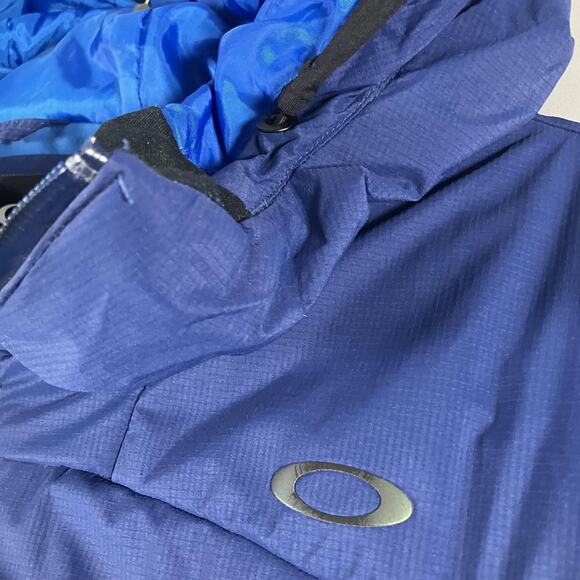 Oakley Jacket Mens Medium Blue Performance Fit Hooded Down Insulated Winter FA18 - Picture 10 of 16